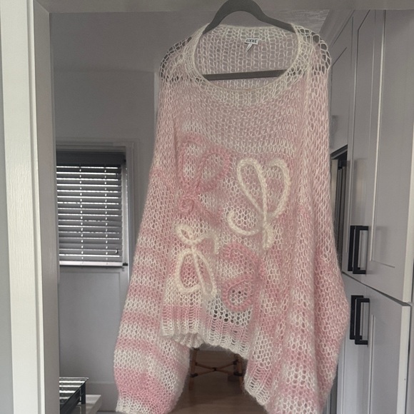 Loewe Sweaters - Loewe striped Pink and White Anagram Knit Sweater